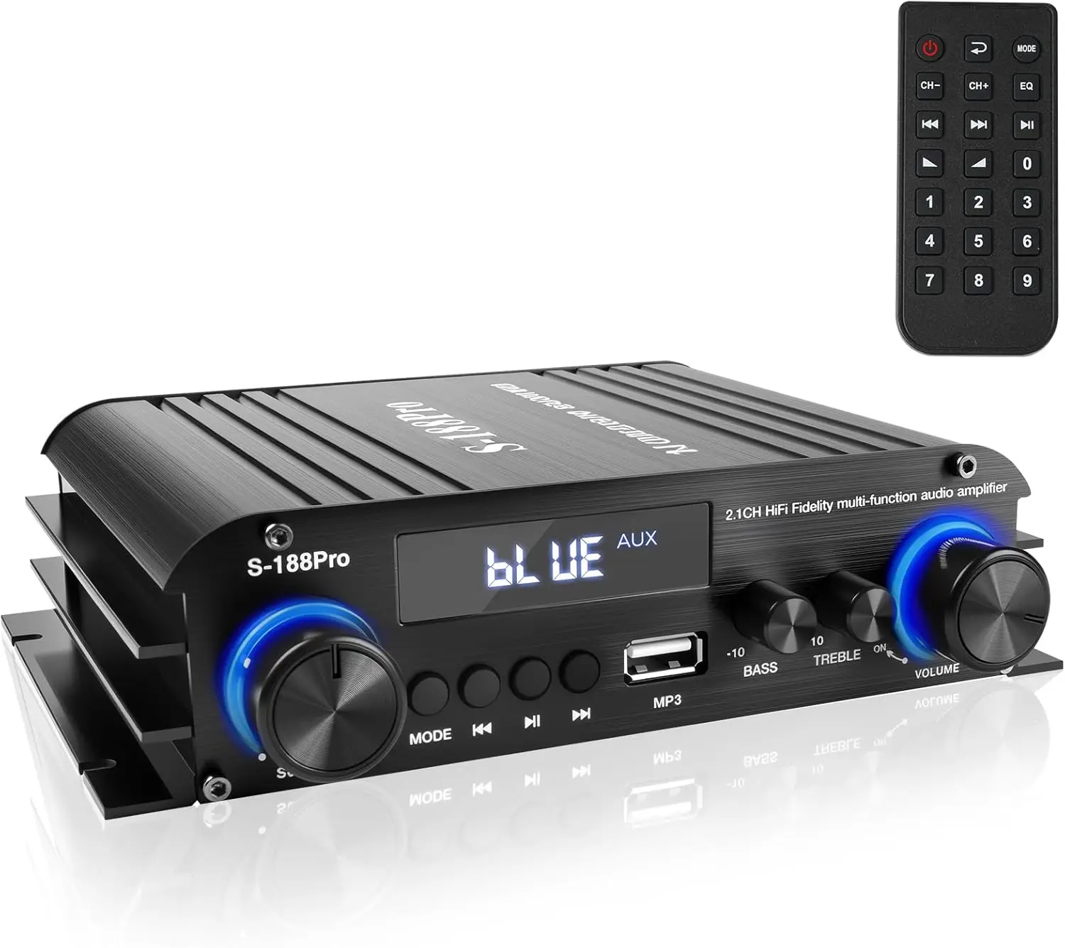 

2.1-канальный стереофонический аудиоусилитель, система Bluetooth 5.0 мощностью 300 Вт x 2 + 360 Вт с USB/AUX, пультом ДУ и управлением сабвуфером для колонок