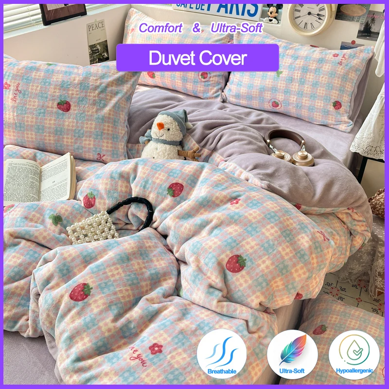 

Ultra-Soft Flannel Duvet Cover (No Pillowcase), Breathable Hypoallergenic Bedding, Cozy All-Season Quilt Cover for Sleep Quality