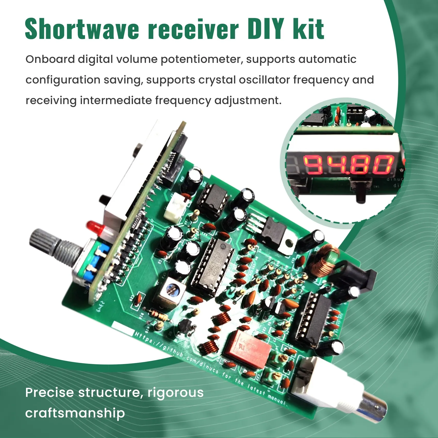 

ABAC-FM AM Radio Receiver FM Broadcast Aviation Band PLL Receive DIY Kit 118-136M 88-108M Digital Display