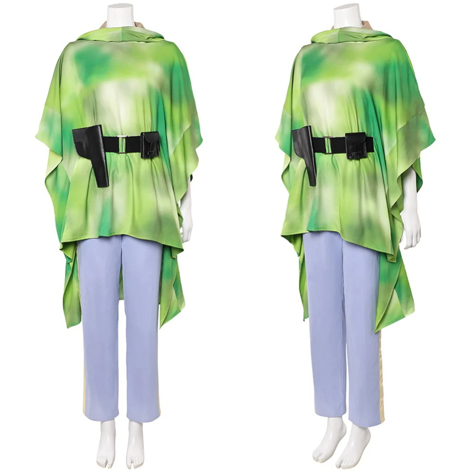

Leia Princess Cosplay Costume Green Top and Pants Uniform Suit Halloween Costume Masquerade Carnival Party Outfit for Women
