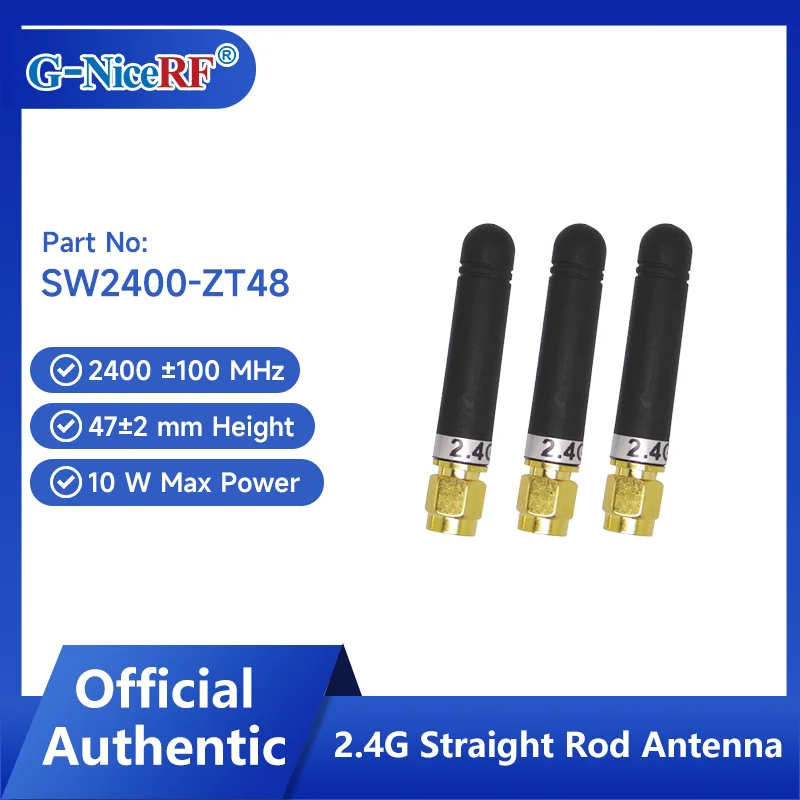 

G-NiceRF | 2PCS SW2400-ZT48 2.4GHz Antenna Gold Plated Straight Rod Antenna