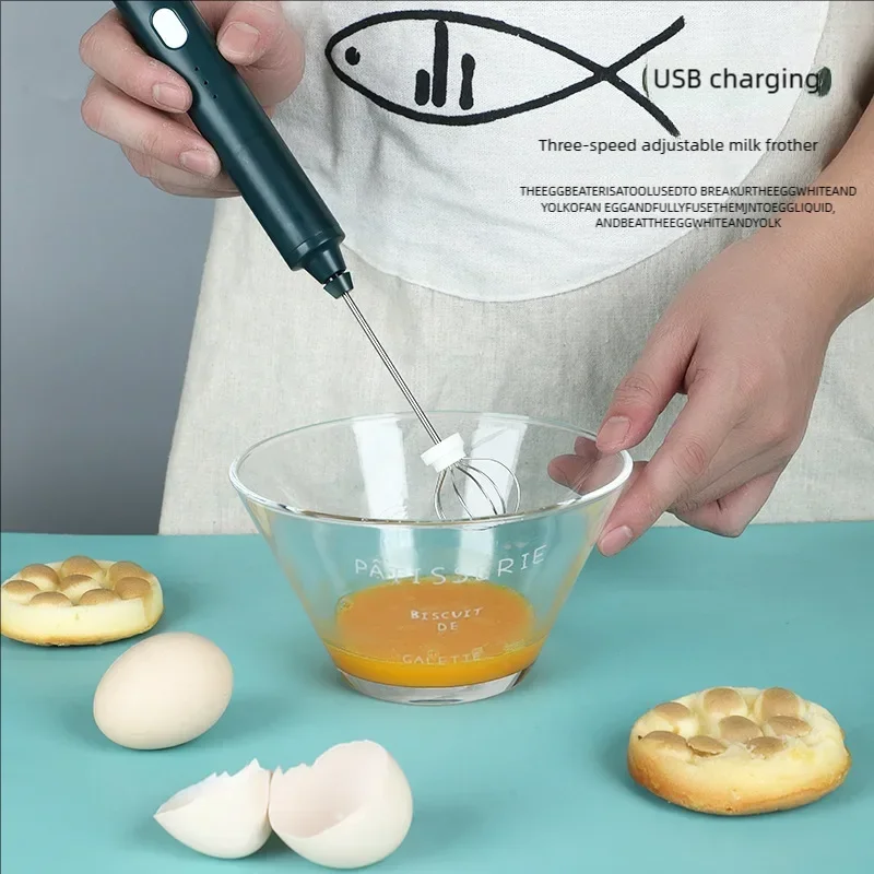 

USB Rechargeable Handheld Egg Beater 3 Speeds Electric Milk Frother Foam Maker Mixer Coffee Drink Frothing Wand Foamer