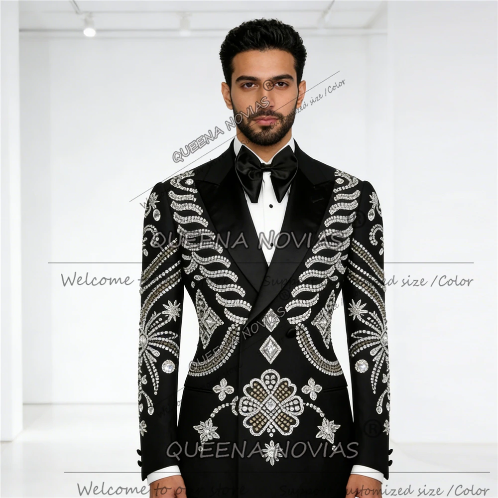 

Exclusive Suits Men For Wedding Double Breasted Jacket Pants 2 Piece Groom Tuxedos Customized Male Party Outfits Ropa Hombre
