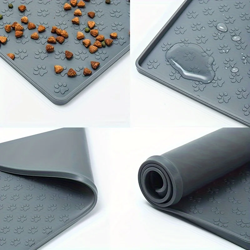 Pet placemat for cats and dogs silicone large lock edge leak-proof non-slip waterproof and spill-proof cleaning supplies