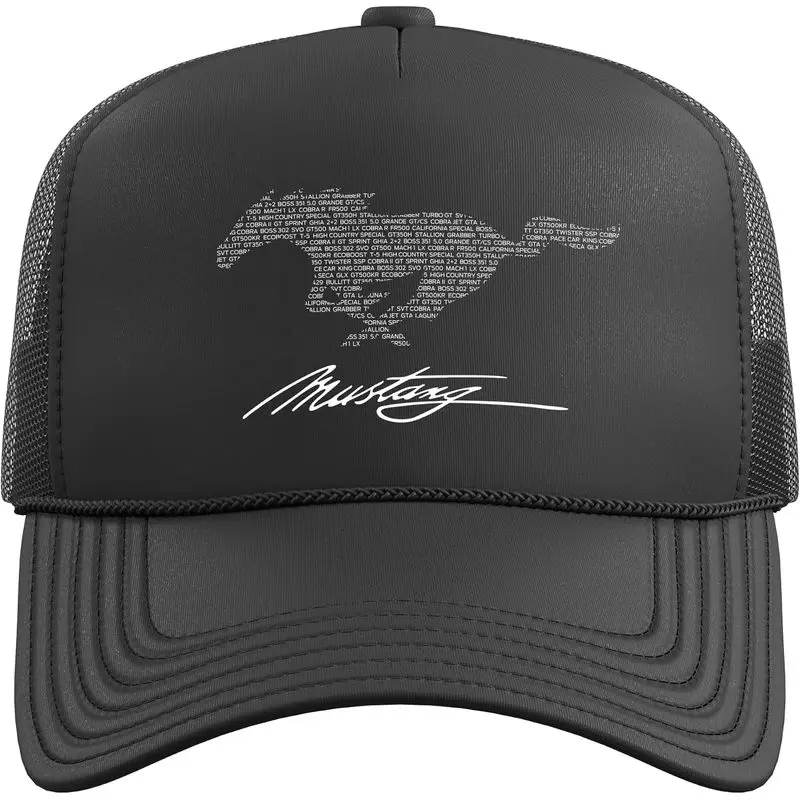 Mustang Model Names Trucker Hat with Adjustable Mesh Back