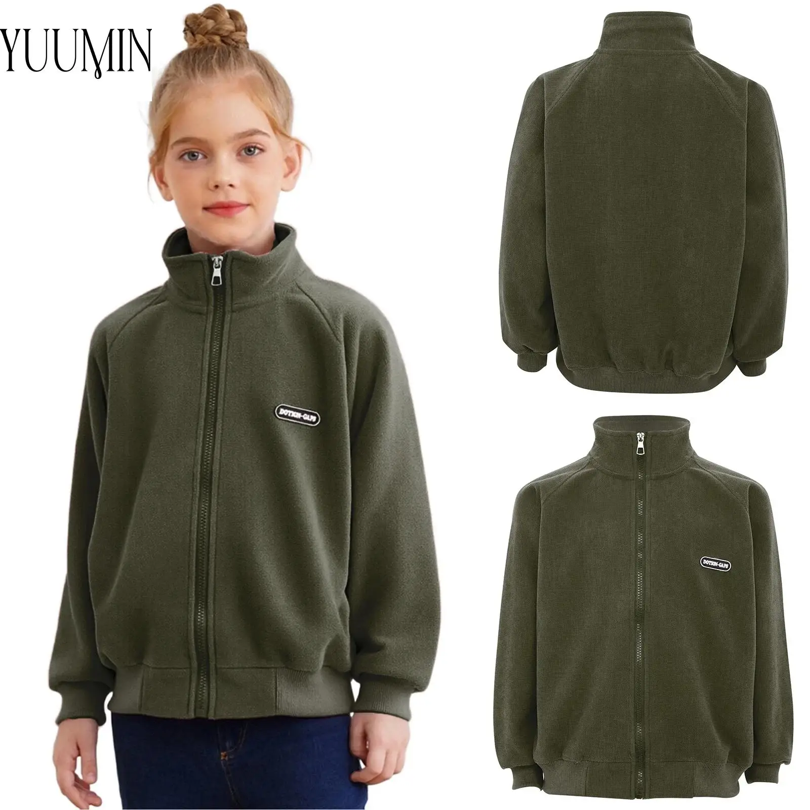 

Kids Boys Girls Fashion Thermal Jacket Zipper Polar Fleece Jacket Long Sleeve Outerwear Sports Tops for Outdoor Camping Running