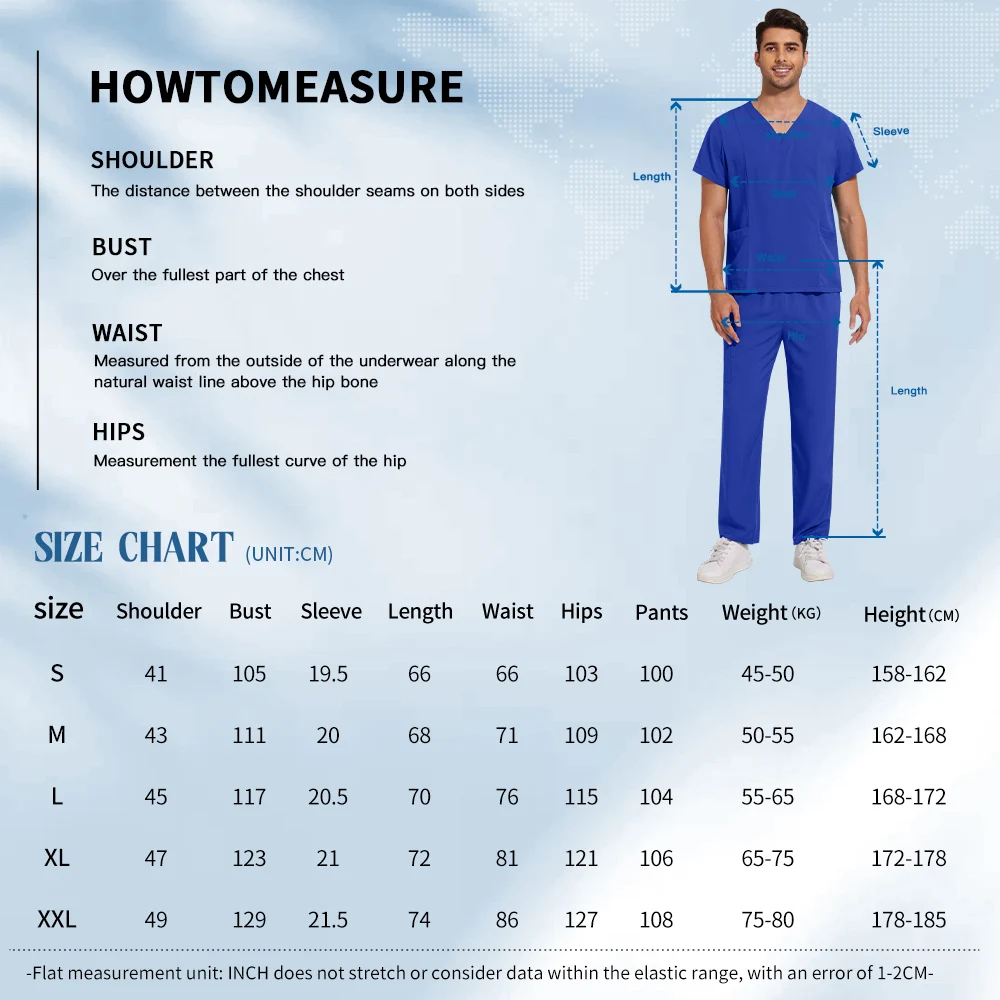 Niaahinn Scrubs Medical Durable Uniforms V-neck Pet Grooming Working Clothes Short-sleeved Suits Breathable Fabric Medical Suits