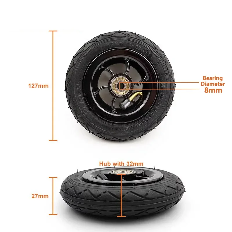 1pcs-5 Inch Electric Trolley Inflatable Wheel/metal Wheel Hub With Inner Tube/trolley Inflatable Wheel