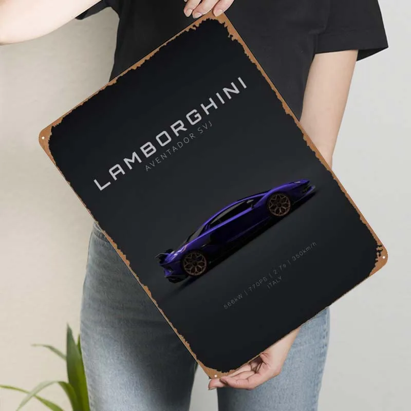 Lamborghini Aventador SVJ Metal Sign Cars Poster Decoration for Home Decor Tinplate Sign for Garage Wall Art Decoration Man Cave