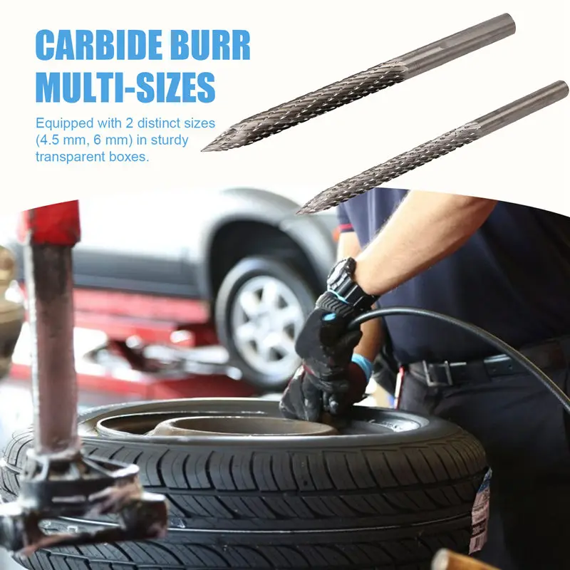 ABPP-2 шт. бита 4,5/6 мм для ремонта шин, твердосплавное сверло с заусенцами, заплатки для шин, фрезы, резак для проволоки, развертка, дрель