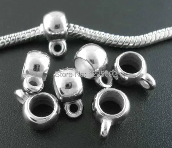 

3000Pcs Silver Tone DIY Smooth Acrylic Spacer European Beads Bails Fit Charm Snake Chain 11x8mm