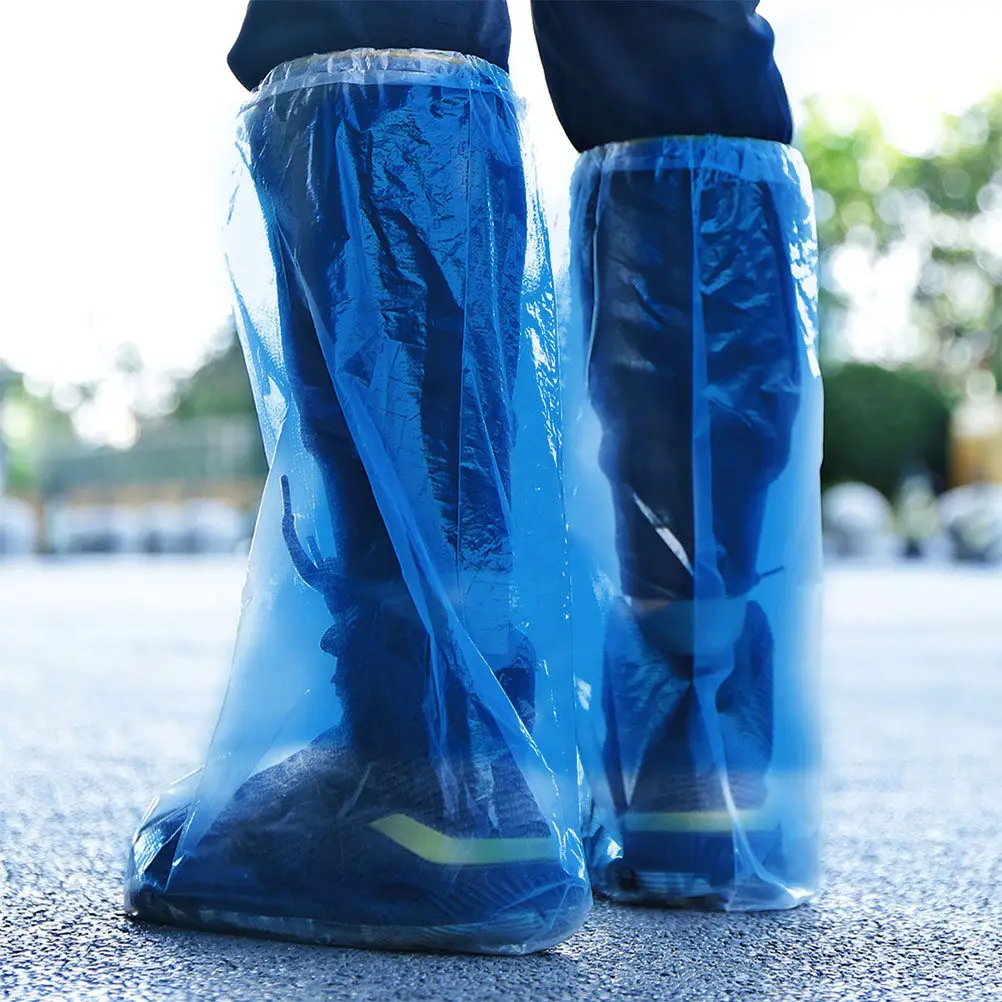 20Pcs Thickened Waterproof Boot Covers Long Tube Design Drawstring Seal Lightweight Portable for Rain Snow Farm Gardening