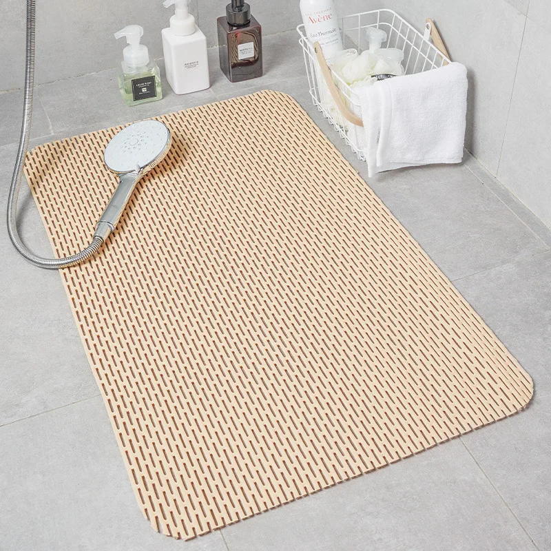 Bathroom Shower Mat Waterproof Foot Mat Hollowed Out Anti Slip Mat Shower Bathroom Restroom Toilet Water Barrier Pad
