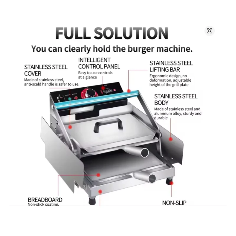Hamburger Machine Commercial Small Fully Automatic Burger Baking Machine Hamburger Embryo Heating Machine Fried Chicken Hamburge
