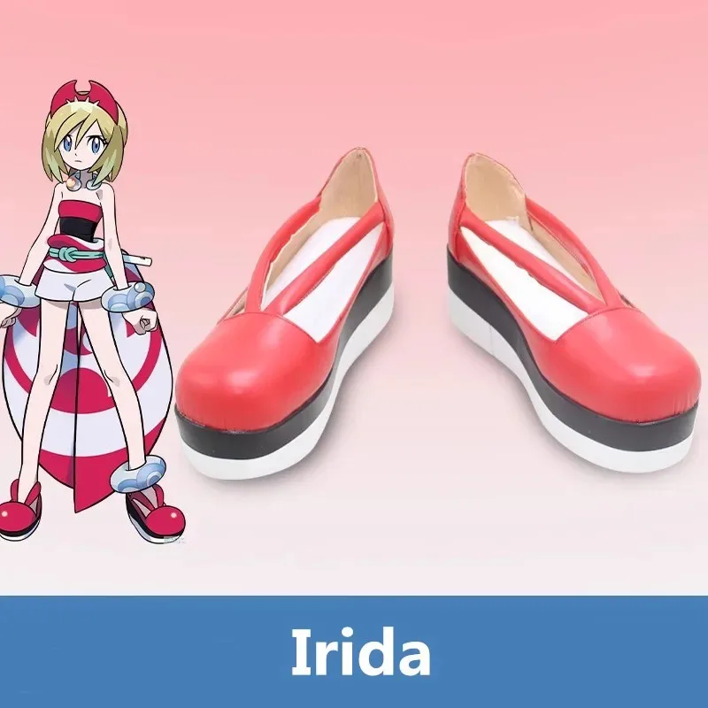 

DY20Pocket Mon Legends Arceus Irida Косплей Костюм Красные туфли ручной работы из искусственной кожи25