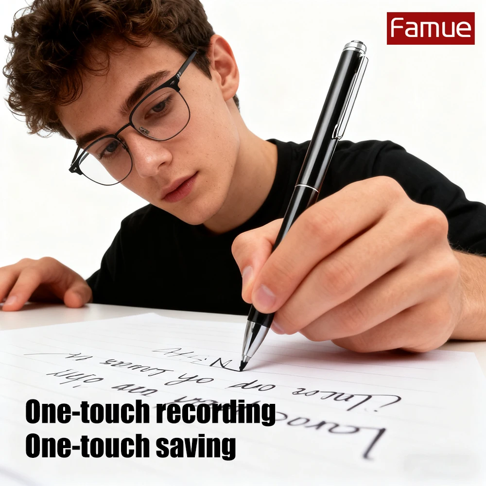 Famue Pen مسجل صوت تسجيل بلمسة واحدة أثناء الكتابة 1536KBPS HD إلغاء الضوضاء فئة اجتماع مكتب مساعد OTG Outpu #3