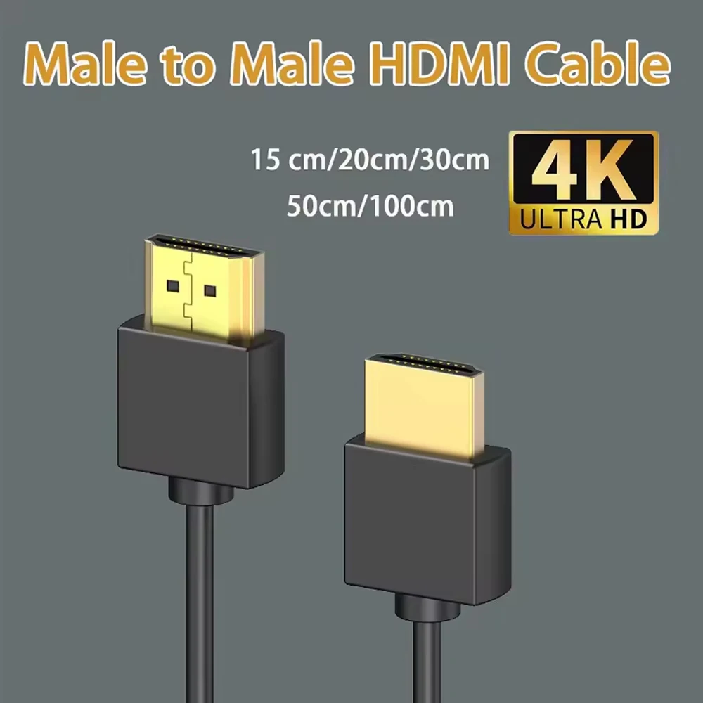 Thin 2.0 Cable 4K HDMI Cable Cord  Low-Profile Gold-Plated Connectors 4K HDR ARC 3D for Gaming Monitor TV X-Box PS5/4/3