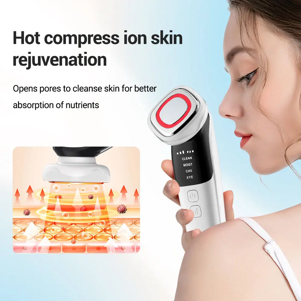 Dispositivo de levantamento facial de microcorrente 4 em 1, luz vermelha e azul para rosto, olhos e pescoço, ferramenta de cuidados com a pele, massageador facial para apertar a pele