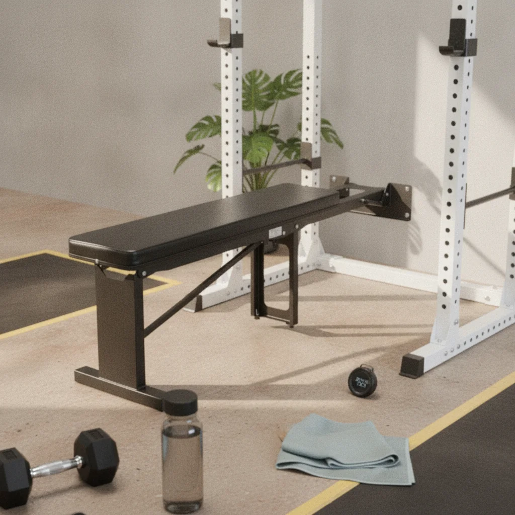 Home Gym Bench - Wall Mounted Bench Slimline Foldable Workout