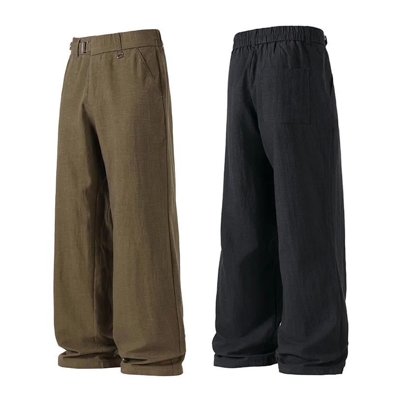 Spring Summer Lightweight Casual Pant Men Old Money Fashion Vintage Loose Straight Pant Commute Trousers