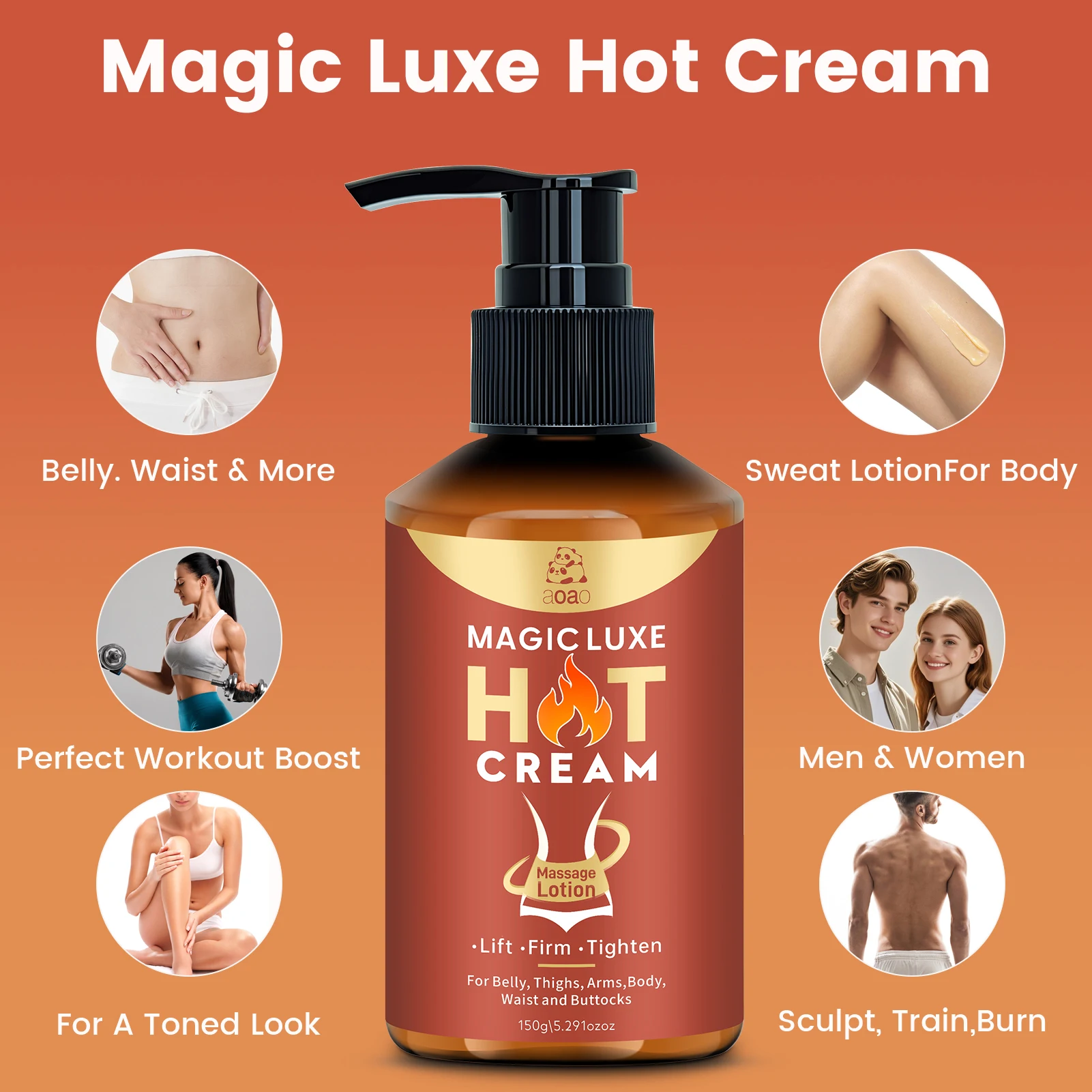 Luxury Hot Firming Cream contains capsaicin and aloe vera, suitable for tightening the abdomen, thighs, legs, and other areas.