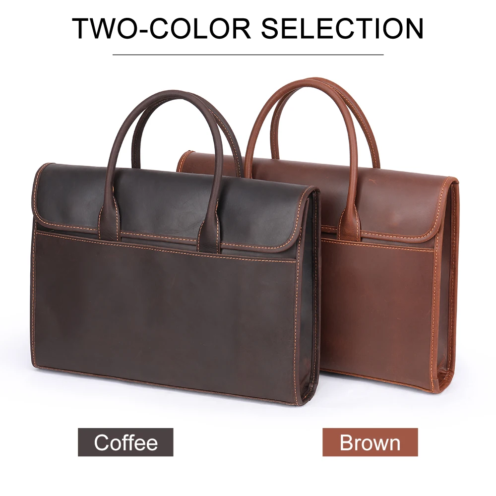 MVA Men\'s Leather Bag Genuine Leather Handbags Casual Business Laptop Briefcase 13.3 inch Laptop Computer Bags Male Work Tote