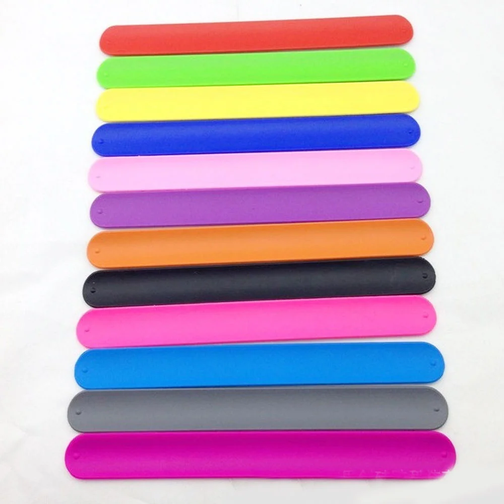 12 Pcs Kids Earrings Color Bracelet Silicone Wristband Rainbow Slap Bracelets Child