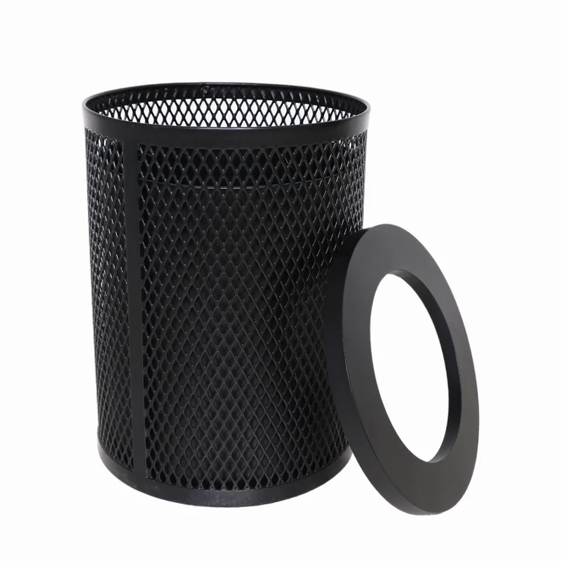 

Large separate waste collection bin round mesh steel dustbin outdoor garbage bin for Food Plaza