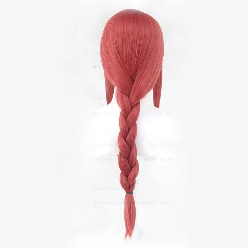 High Quality Anime Chainsaw Man Makima Cosplay Wig Long Rose Red Heat Resistant Synthetic Hair Halloween Role Play Wigs + WigCap