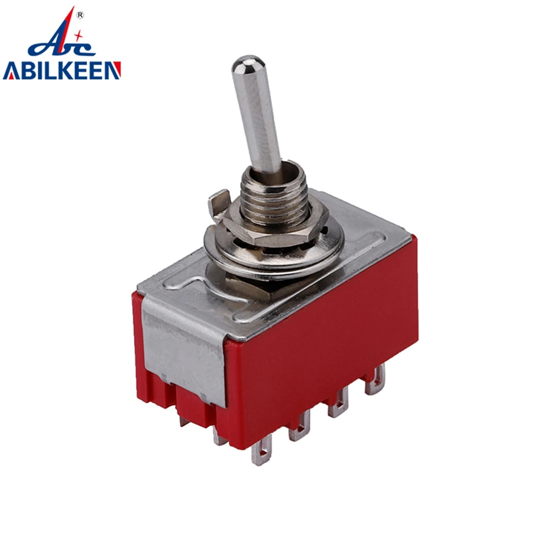 6MM Mounting Size MTS-402 MTS-403 Metal Toggle Switch 4PDT ON-ON/ON-OFF-ON 2/3Position Rokcer Switch with 12Pin Terminal