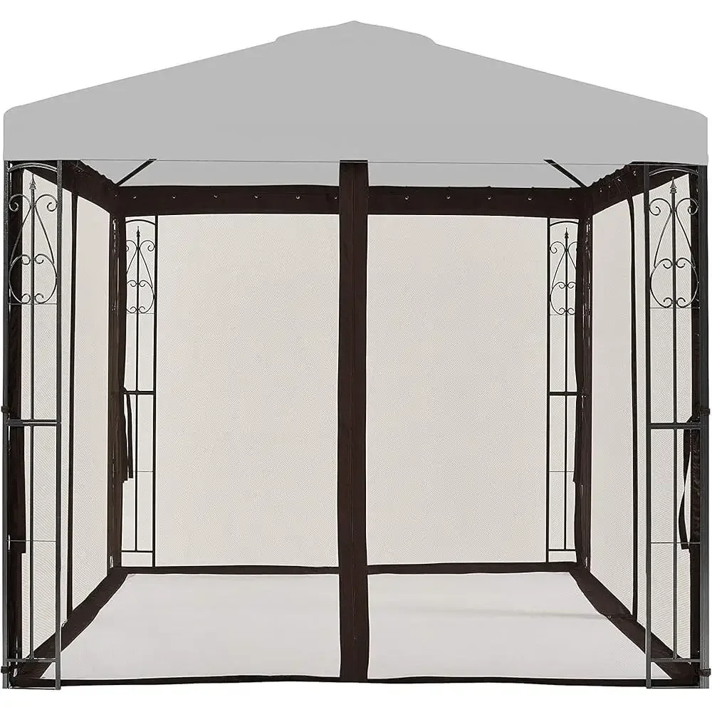 Universal 8x8 Gazebo Replacement Mosquito Netting Insect Net Weather Resistant Polyester Mosquito Net Easy Install Garden Use