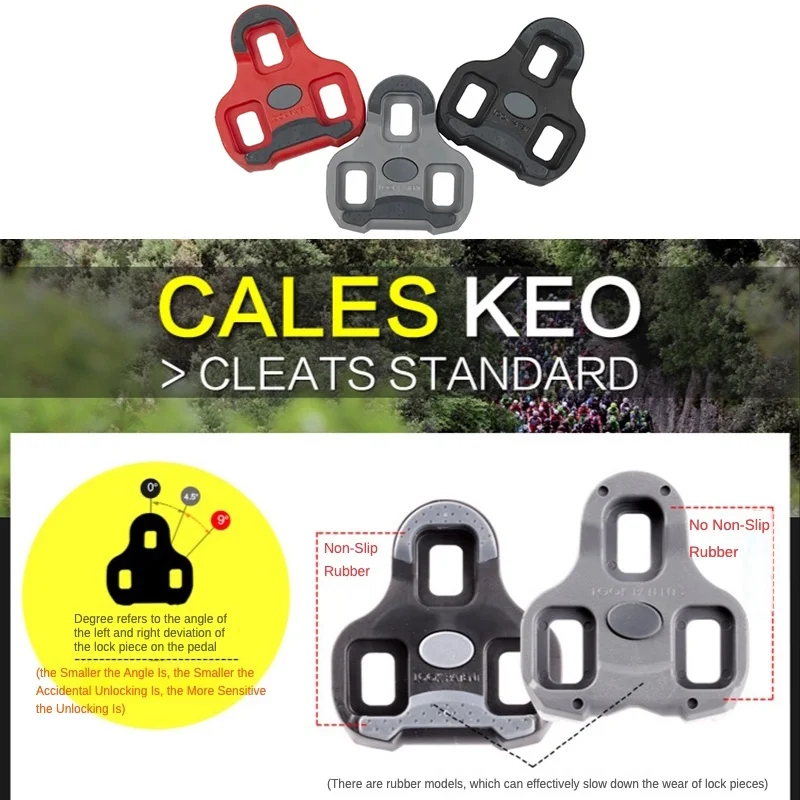 1 pair Look Keo Grip Cleats Attachment Road Bike Anti-Slip Locking Plate LOOK Attachment 0/4.5/9 Degree