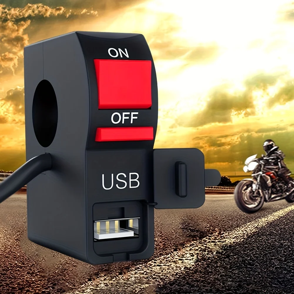 

Universal Motorcycle Handlebar Start Flameout Switch On Off Button With Usb Charger Headlight Indicator Switch Drop Shipping