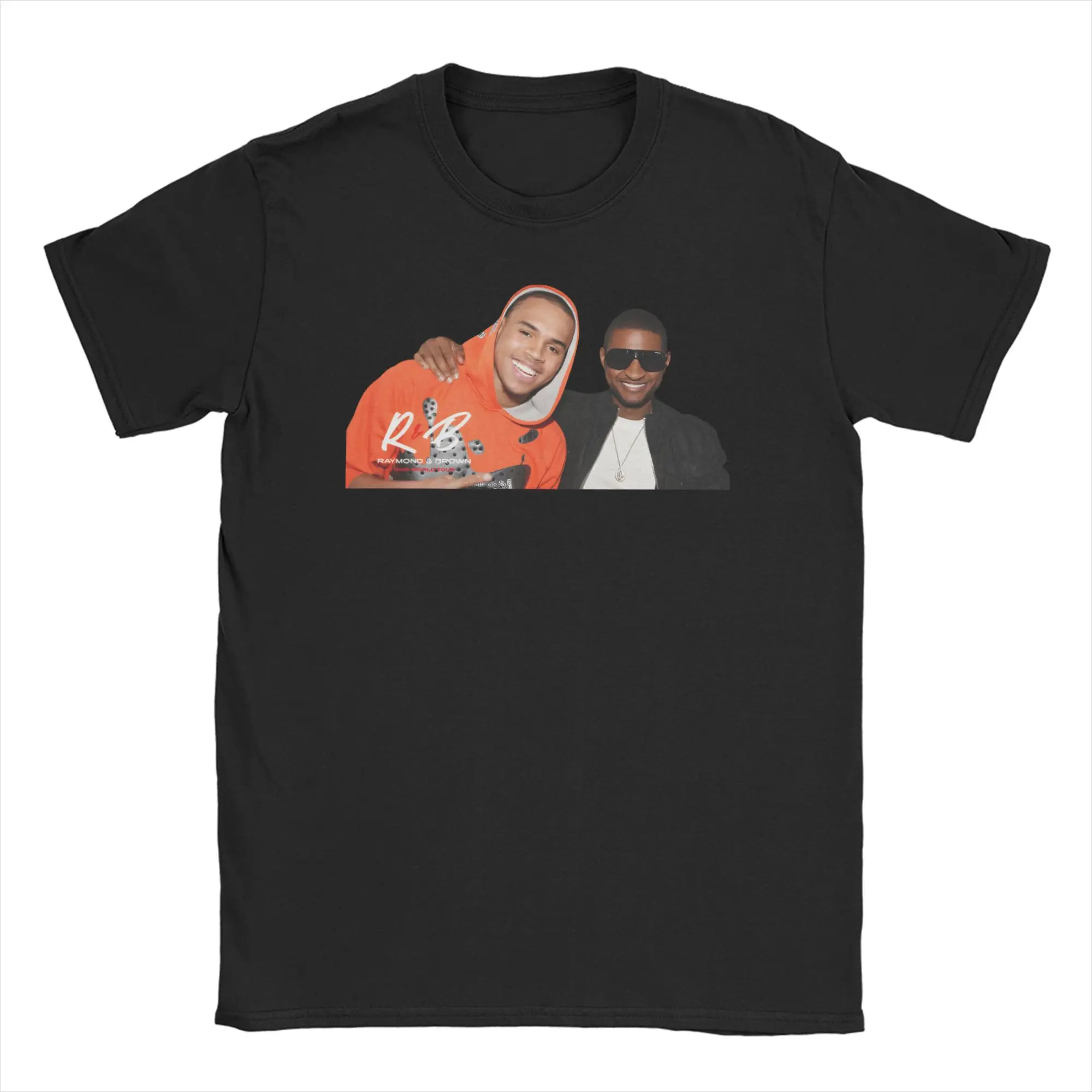 Camisetas Raymond and Brown R&B Tour Chris Brown Usher Raymond, camisetas de algodón para hombre, camiseta con cuello redondo, camisetas de manga corta