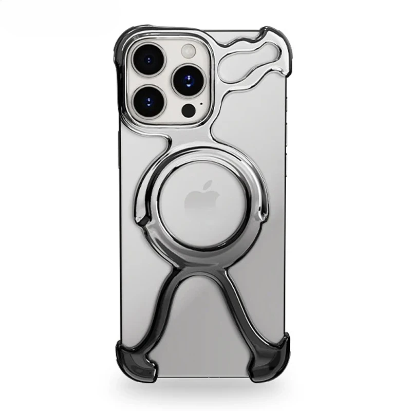 حافظة هاتف هندسية غير منتظمة لهاتف آيفون 16 15 14 13 Pro حافظة مجوفة مطلية بأربعة زوايا من السيليكون مقاومة للصدمات #1