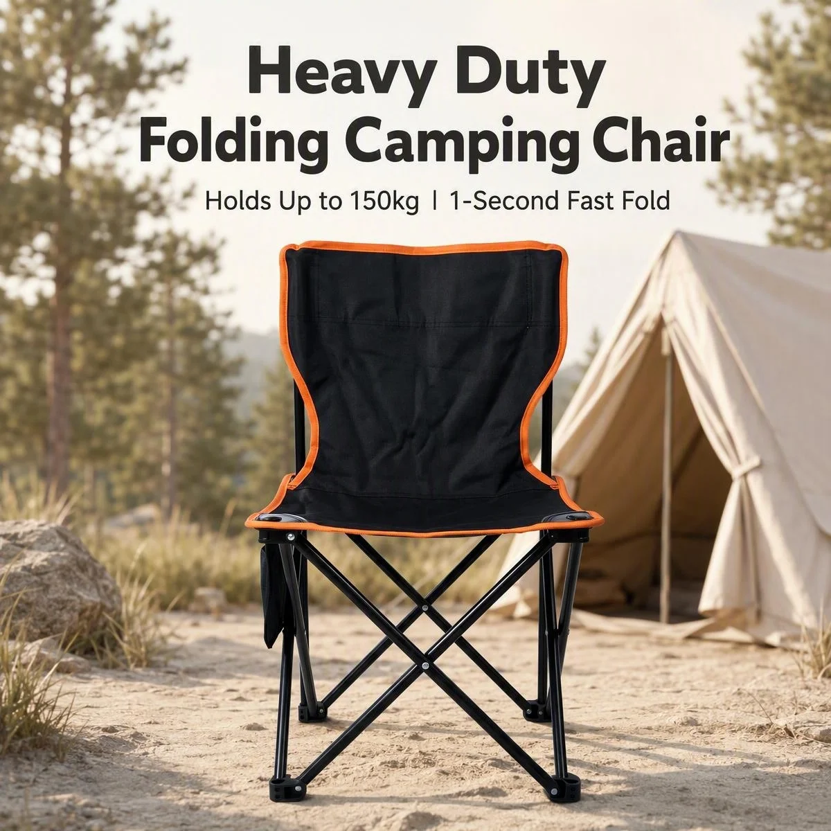 Stanpleare Heavy Duty Folding Camping Chair 150kg Oxford Waterproof Fast Fold Portable with Side Pocket for Outdoor