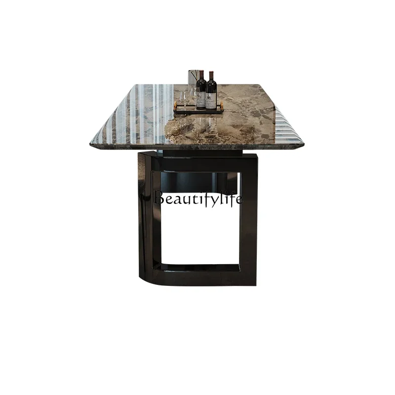 

FG11Marble Dining-Table Modern Simple Small Apartment Dining Rectangular Table Home