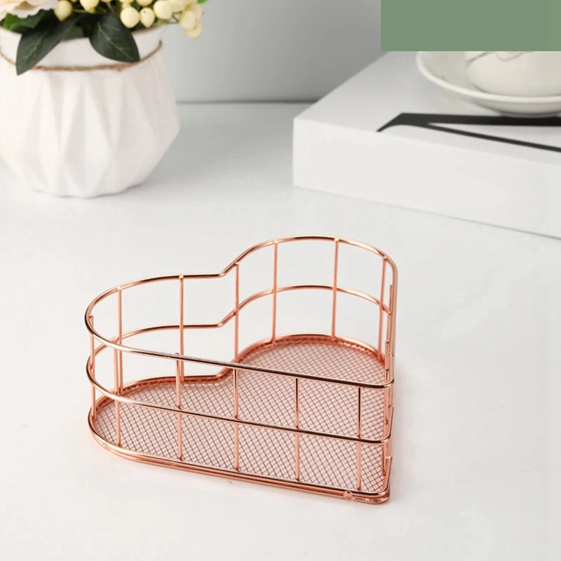 2 Piece Metal Tray Fruit Trays Jewelry Storage Trays Iron Mesh Basket Heart Wire Basket File Storage Basket Book