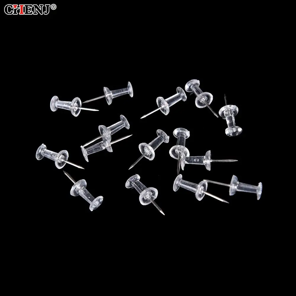 40pcs/set Clear Transparent Plastic Tacks Push Pins Assorted Making Thumb Tacks Cork Board Office School Stationery Supplies New