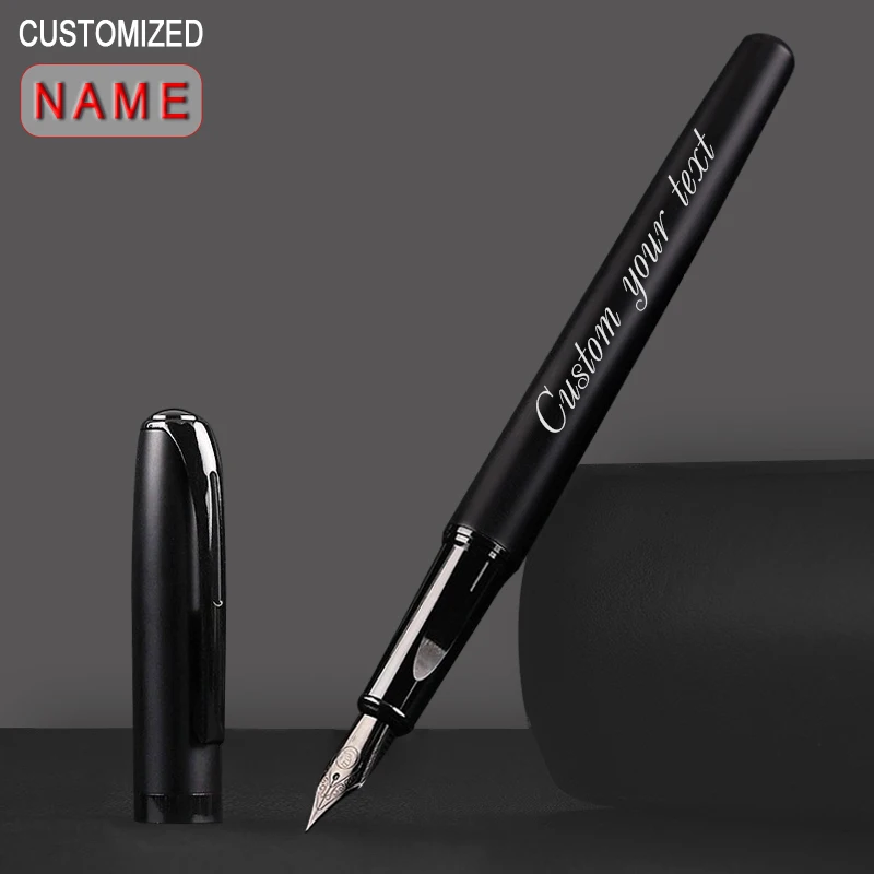 Custom Personalized Engraving Fountain Pen Stationery And Office Black Metal Student For Writing Teacher Gift Luxury School
