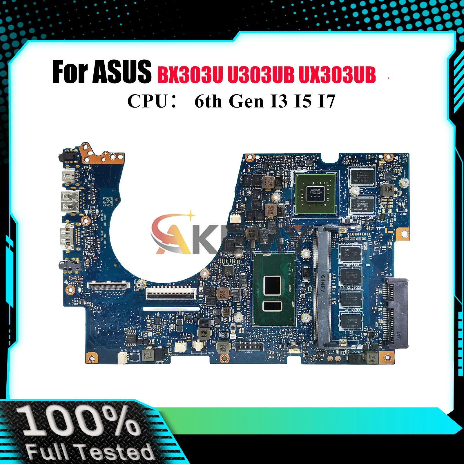 

UX303UB Laptop Motherboard For ASUS ZenBook UX303U U303UB U303UA UX303UB U3000 BX303U Mainboard With I3 I5 I7 CPU 100% tests OK