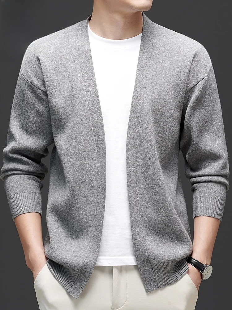 

Мужской вязаный кардиган в стиле колор-блок, осенний, модный, с длинными рукавами, свободного кроя, молодежный, повседневный, для активного отдыха