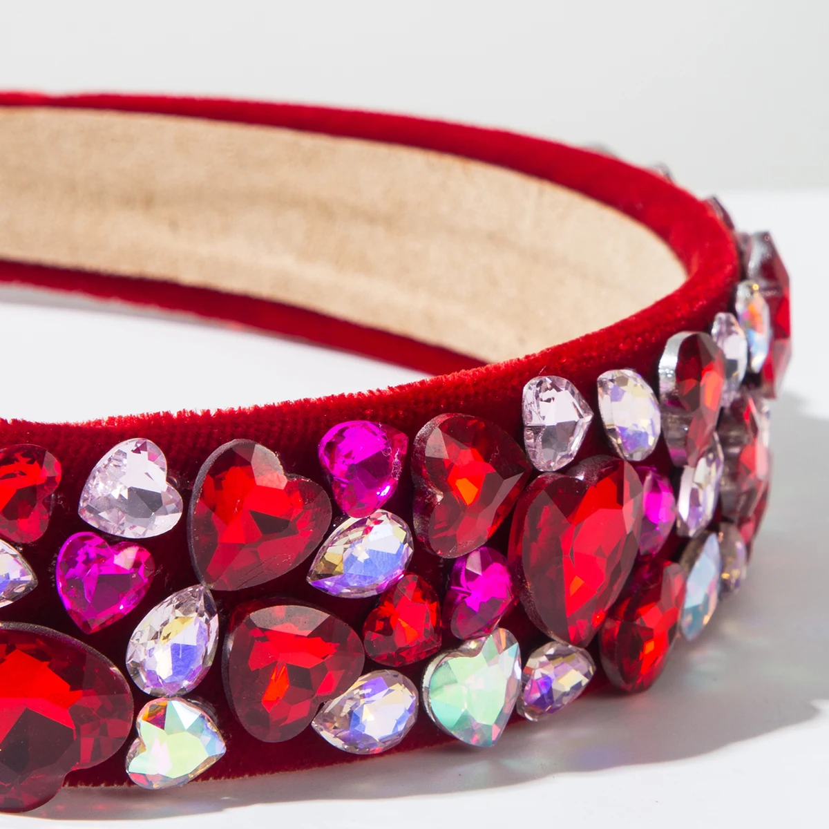 Cross Border New Valentine\'s Day Headband With Wide Edge, Colorful Heart, Full Drill Bit, Sweet and Versatile High-end Headband