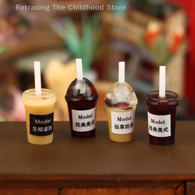 1 ชิ้น 1/12 ตุ๊กตาจําลองกาแฟ Latte เครื่องดื่มเครื่องประดับของเล่น Dollhouse Miniature Kitchen อาหารอุปกรณ์ตกแต่งของเล่น
