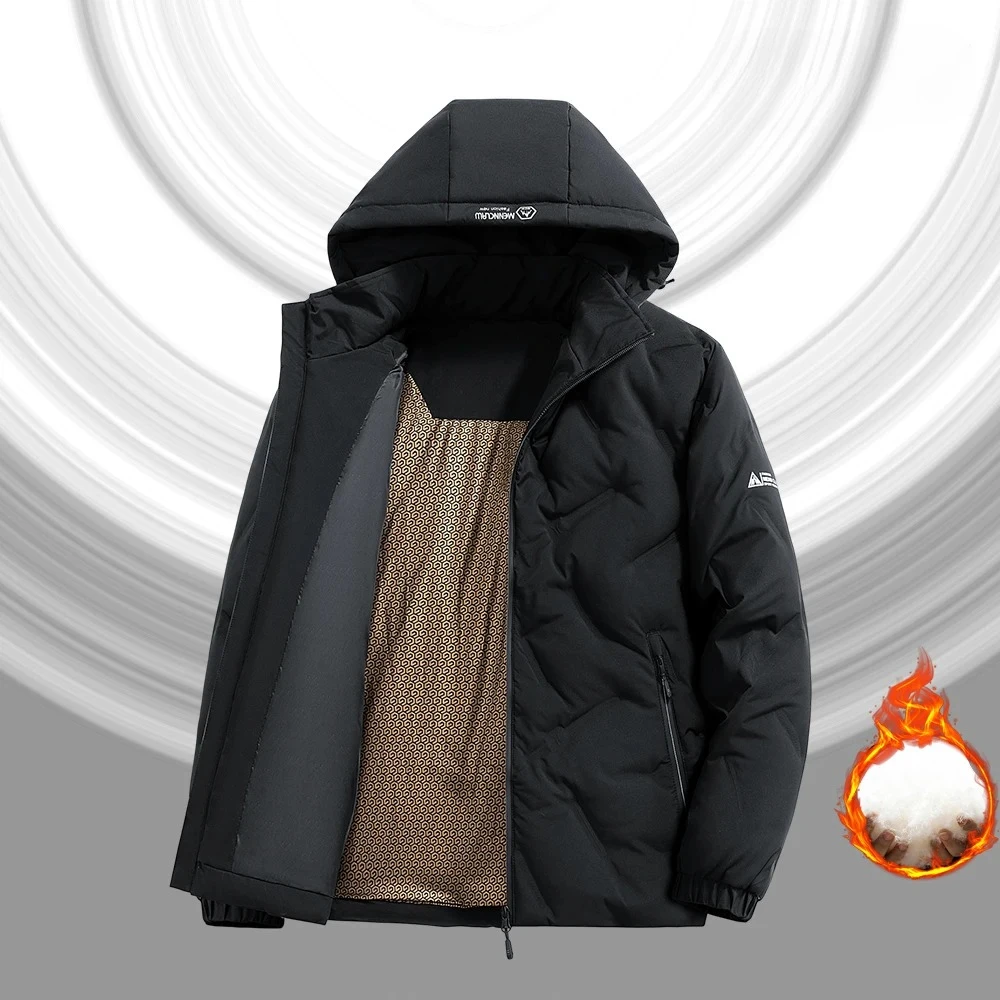 Outdoor Water-Resistant Down Jacket Men Winter Windproof Warm White Duck Down Parka Coat Men's Trendy Casual Wear Heated Parkas
