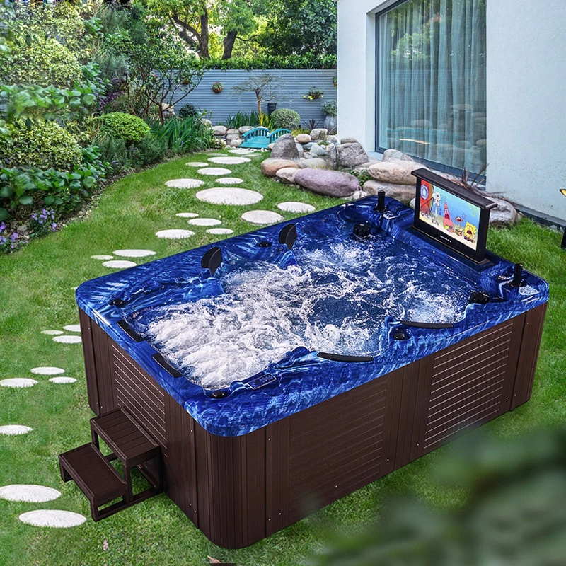 Yacuzzi Outdoor Hot Tub |6-Person Modern Acrylic Whirlpool Tub | Premium Low-Cost Soaking Pool Bath Tubs 4 Seats 2lying