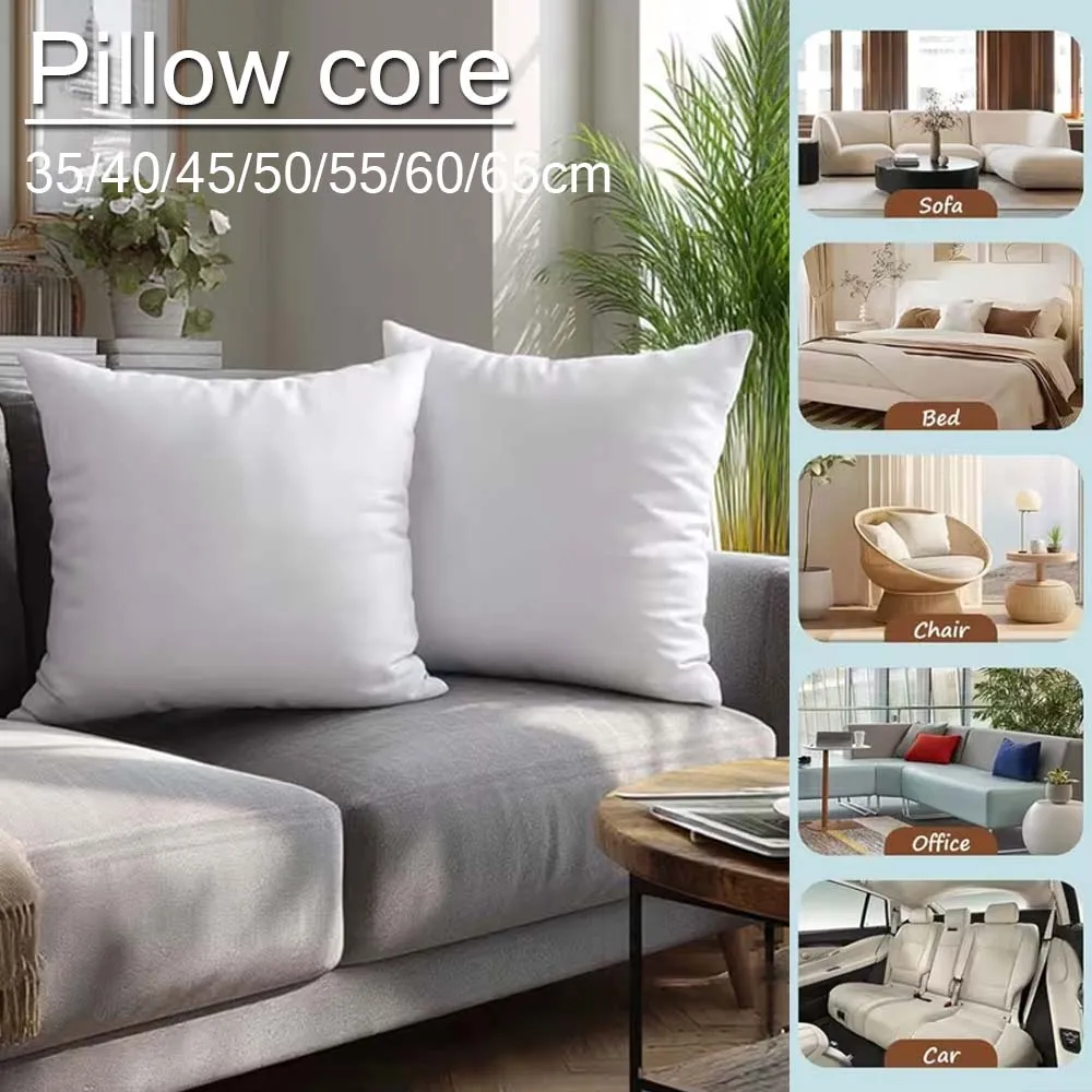 35/40/45/50/55/60/65cm Soft Pillow Core Standard White Bounce Back Pillow Cushion Core Sofa Car Seat Home Interior Decor Pillows