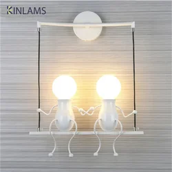 Nordic Modern Home Decoration Wall Lamps Swing Kids Bedroom Bedside LED Lightings Children's Room Deco Interior Wall Lights E27