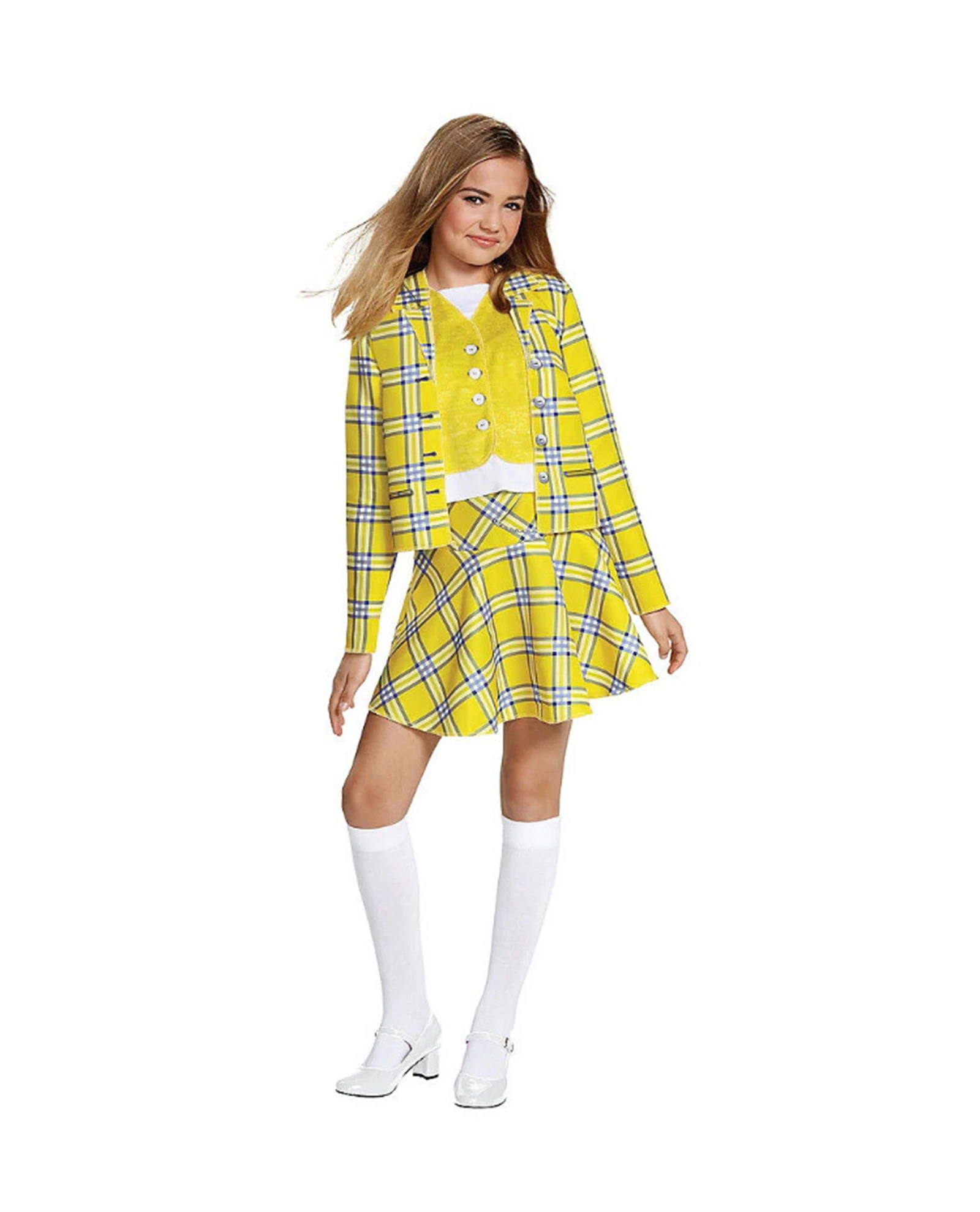 Teenage Girls Clueless Cher Horowitz Costume 2 Piece Outfit Movie Alicia Silverstone Carnival Birthday Party Plaid Dress Cosplay