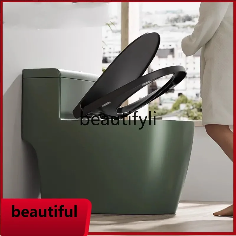 

F156 Big pipe personalized green toilet household one-piece low water tank toilet siphon mute